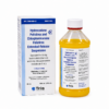 Tris brand liquid amber suspension bottle with a secure measuring cap
